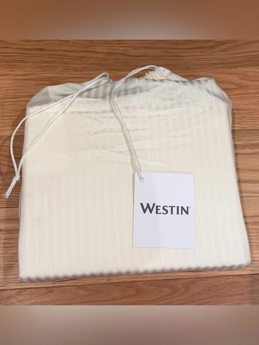 NWT Westin Hotel King Tonal Stripe Duvet Cover Ivory Egyptian Cotton $545